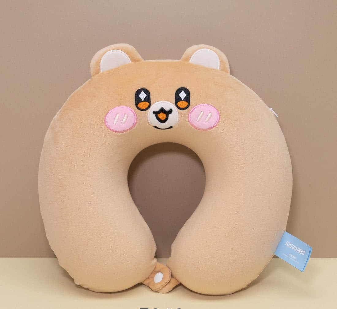 Caramel Bear U-Neck Pillow — LovelyJoy custom plush toy