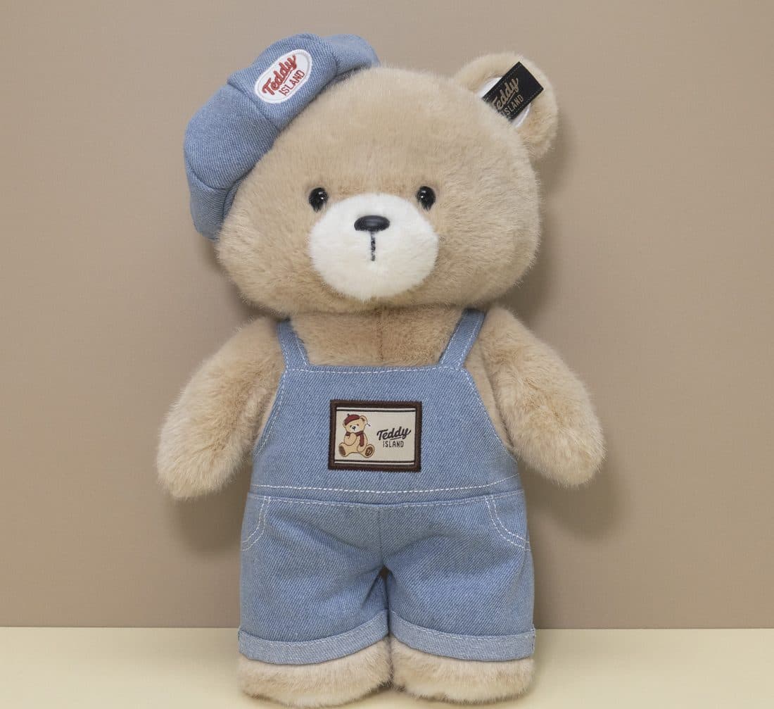 Teddy Island Denim Overall Bear — LovelyJoy custom plush toy