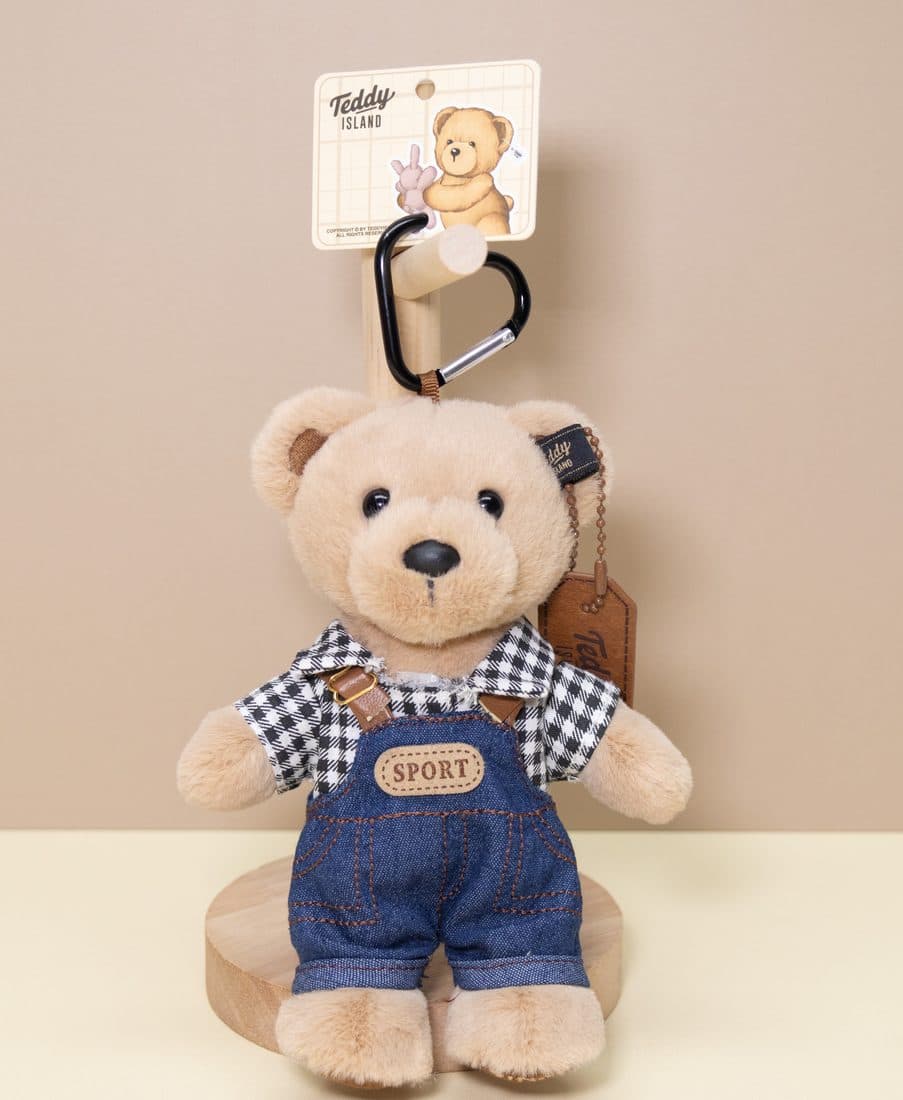 Teddy Island Denim Overall Bear Charm — LovelyJoy custom plush toy