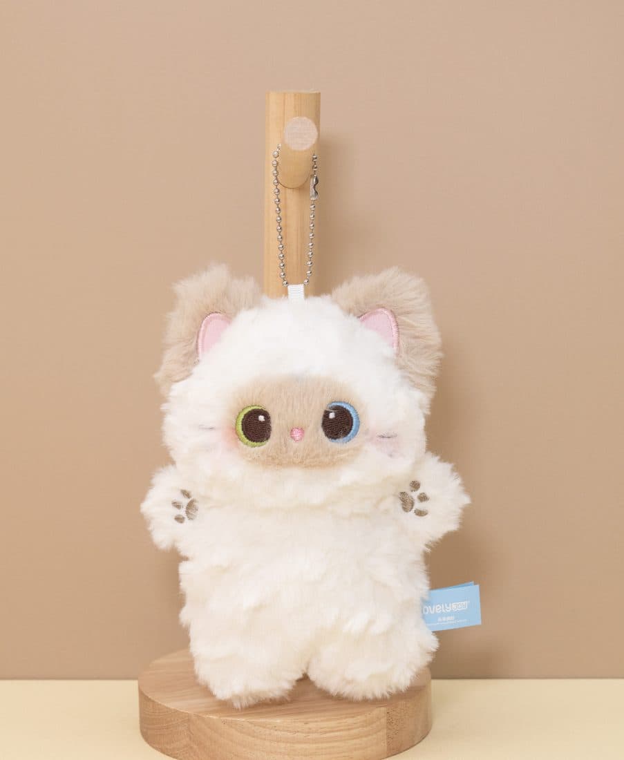 Fluffy Gray Cat Keychain - LovelyJoy plush toy 2