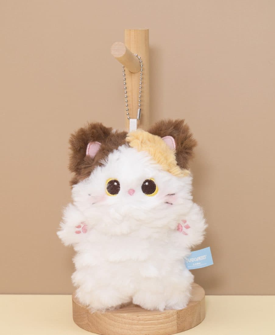 Fluffy Gray Cat Keychain - LovelyJoy plush toy 3