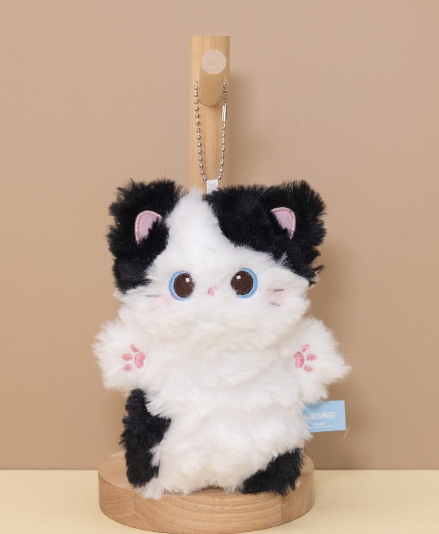 Fluffy Gray Cat Keychain - LovelyJoy plush toy 4