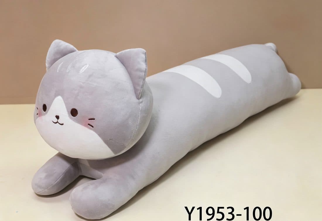 Gray Cat Long Pillow — LovelyJoy custom plush toy